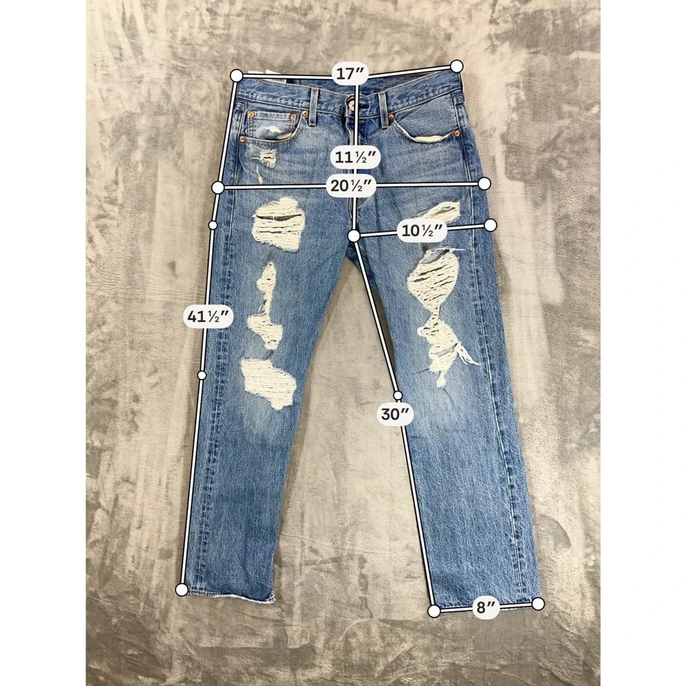 Levi's 501 Original Fit Jeans Men's Size 33x32 Blue Distressed Button Fly